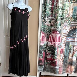 Ronni Nicole Black Maxi Dress with Pink Floral Design